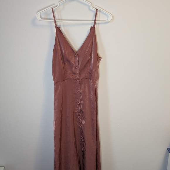 FASHION NOVA Mauve Satin Button down maxi dress in Pink Size XS - Picture 2 of 4